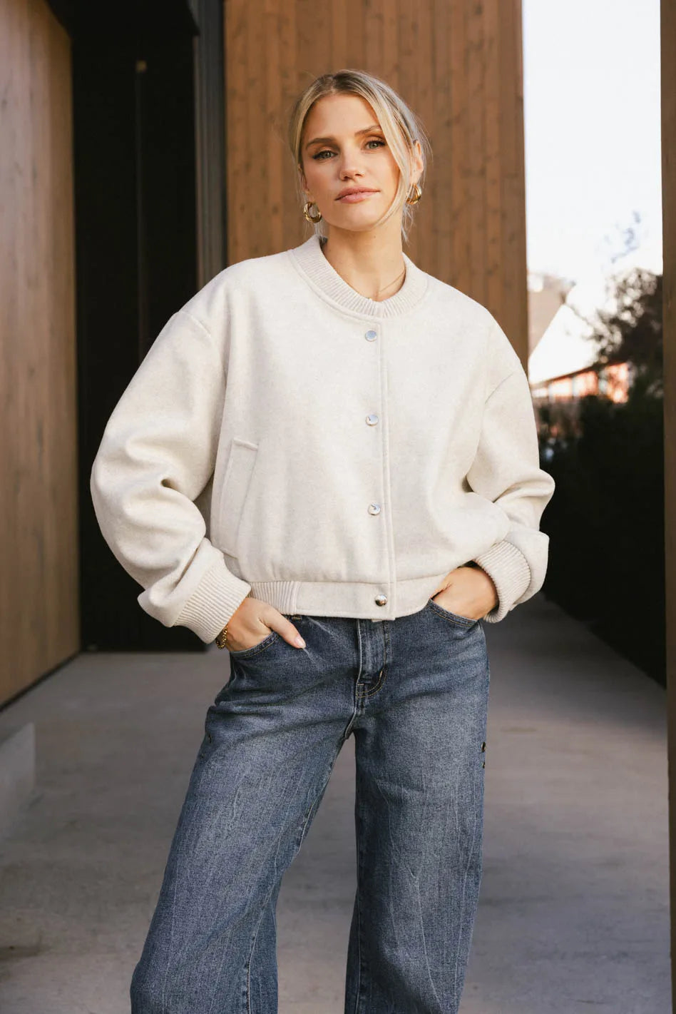 Molly Bomber Jacket in Oatmeal FINAL SALE