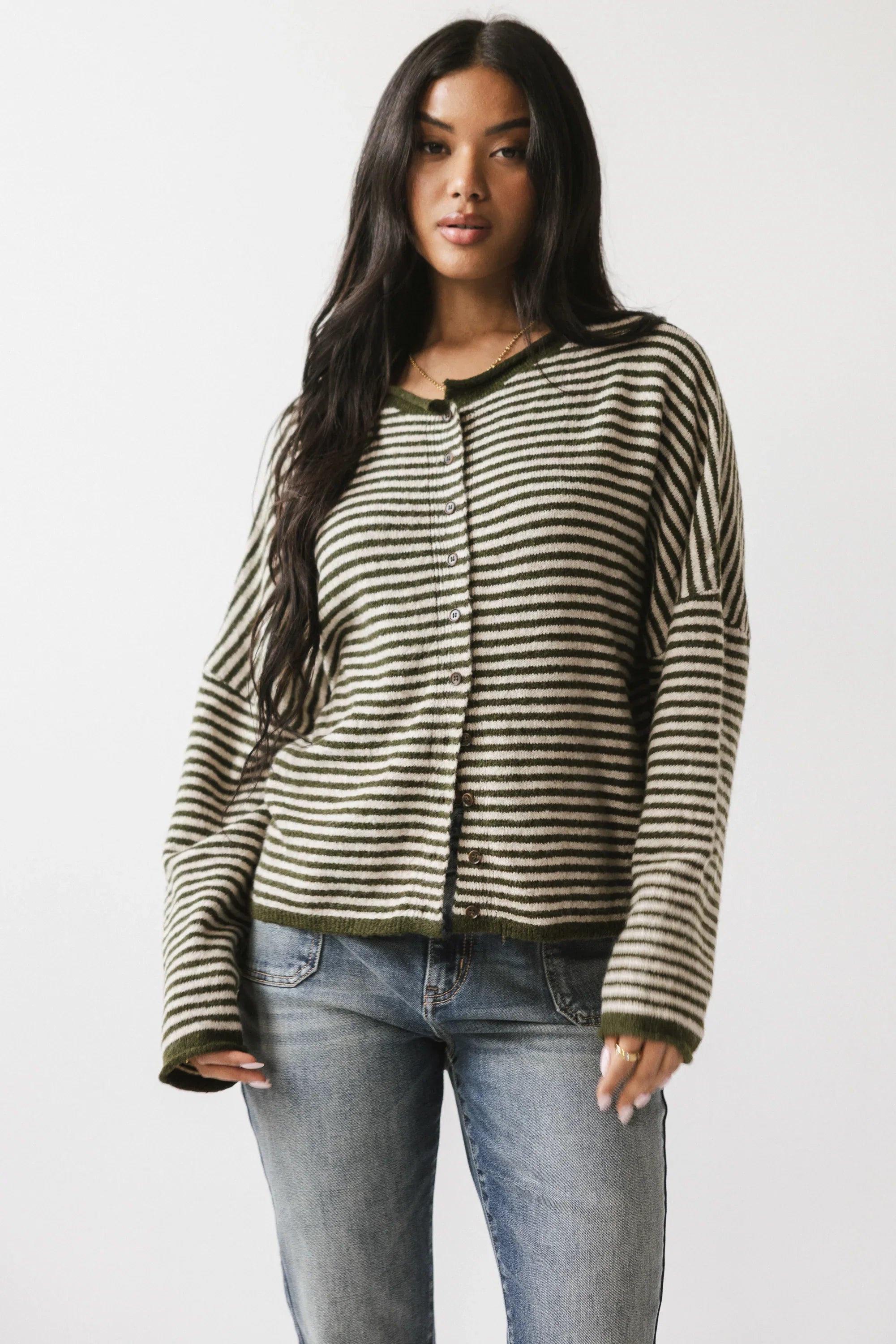 Lola Striped Sweater in Olive