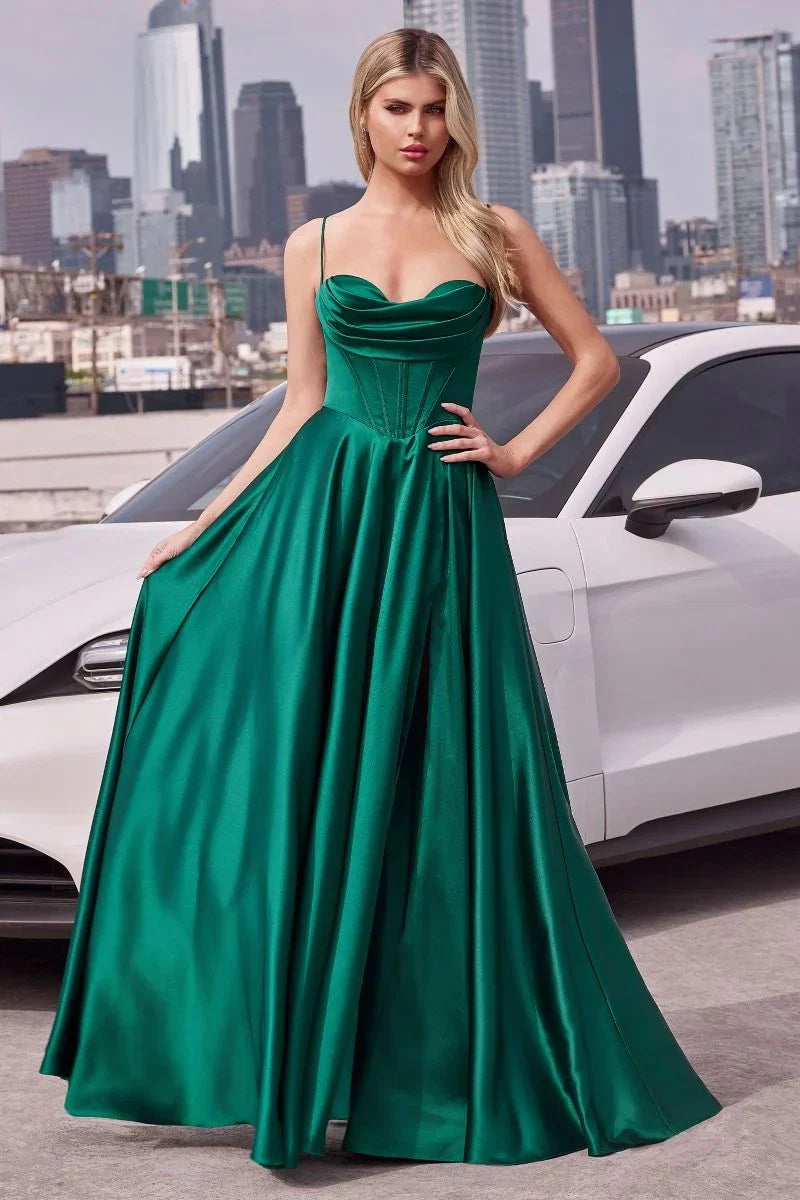 COSIMA GOWN LUXE SATIN A LINE CORSET DRESS