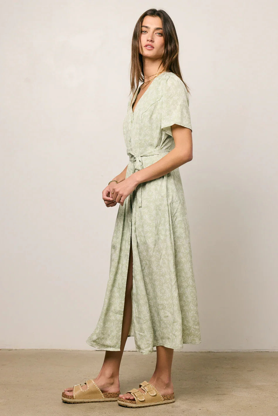 Kade Floral Midi Dress in Sage FINAL SALE