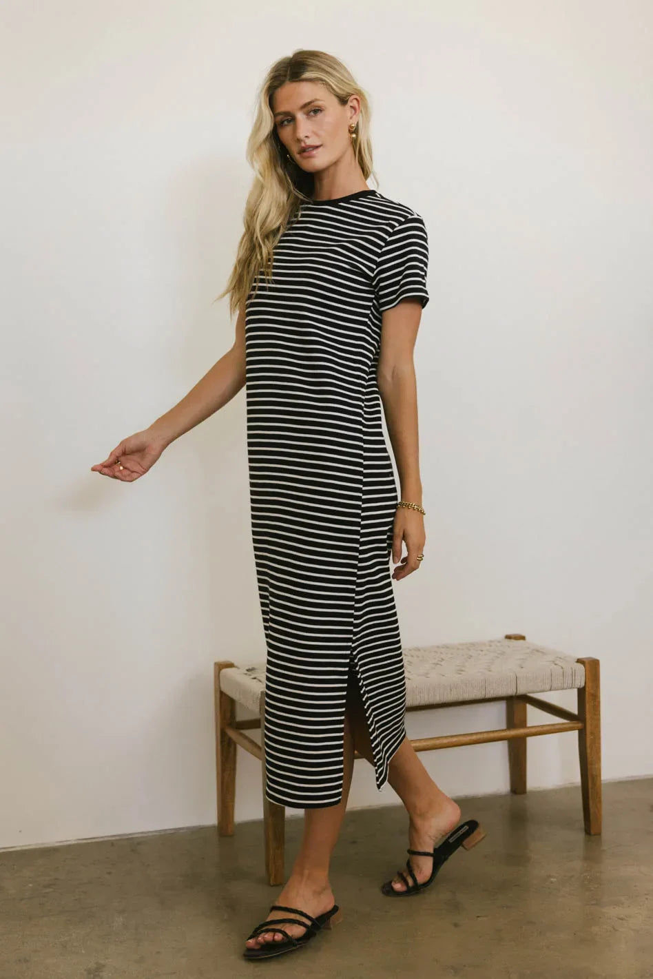 Hudson Striped T Shirt Dress in Black FINAL SALE
