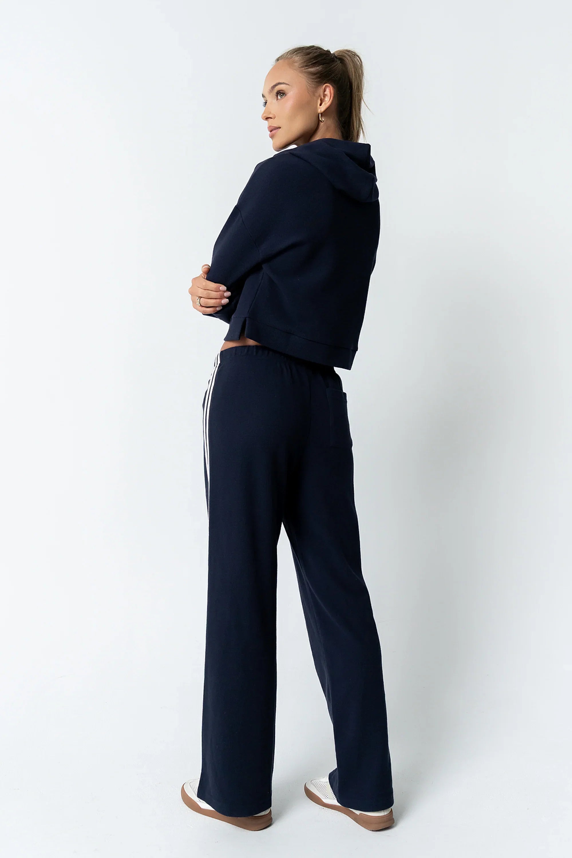 Kourtney Waffle Knit Pants in Navy