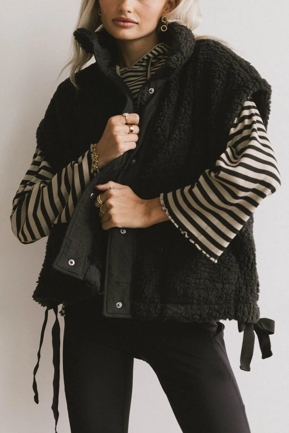 Johanna Sherpa Vest in Black FINAL SALE