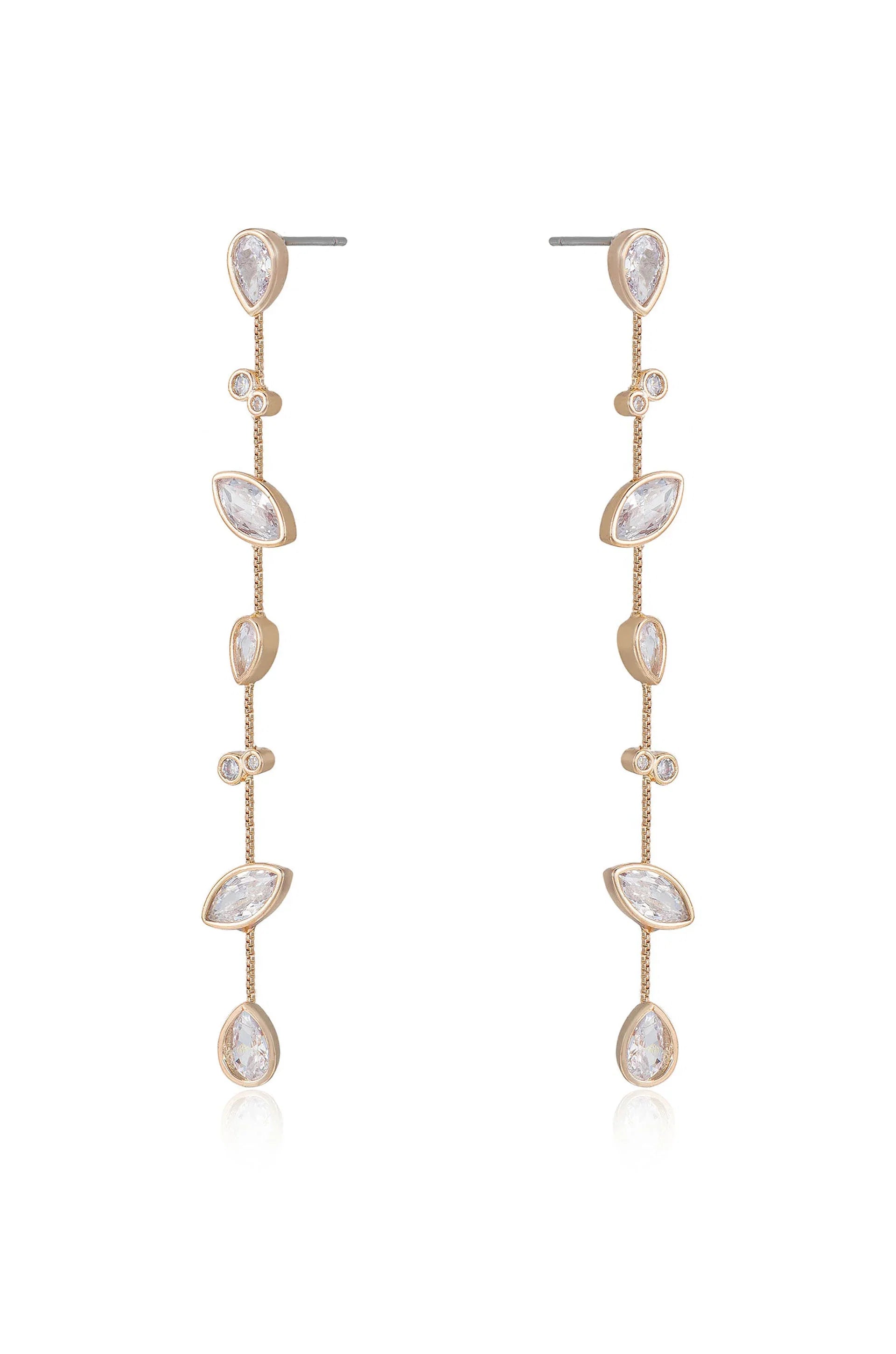 Falling Bezel Crystal Dangle Earrings