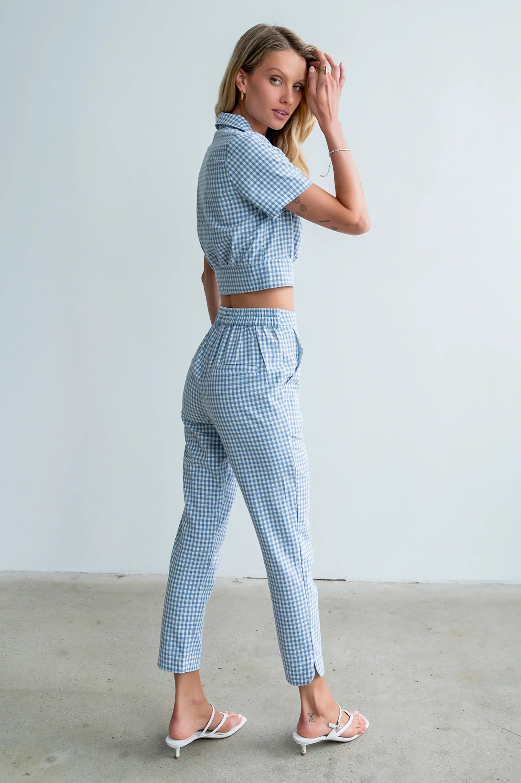 Madie Gingham Pants in Blue
