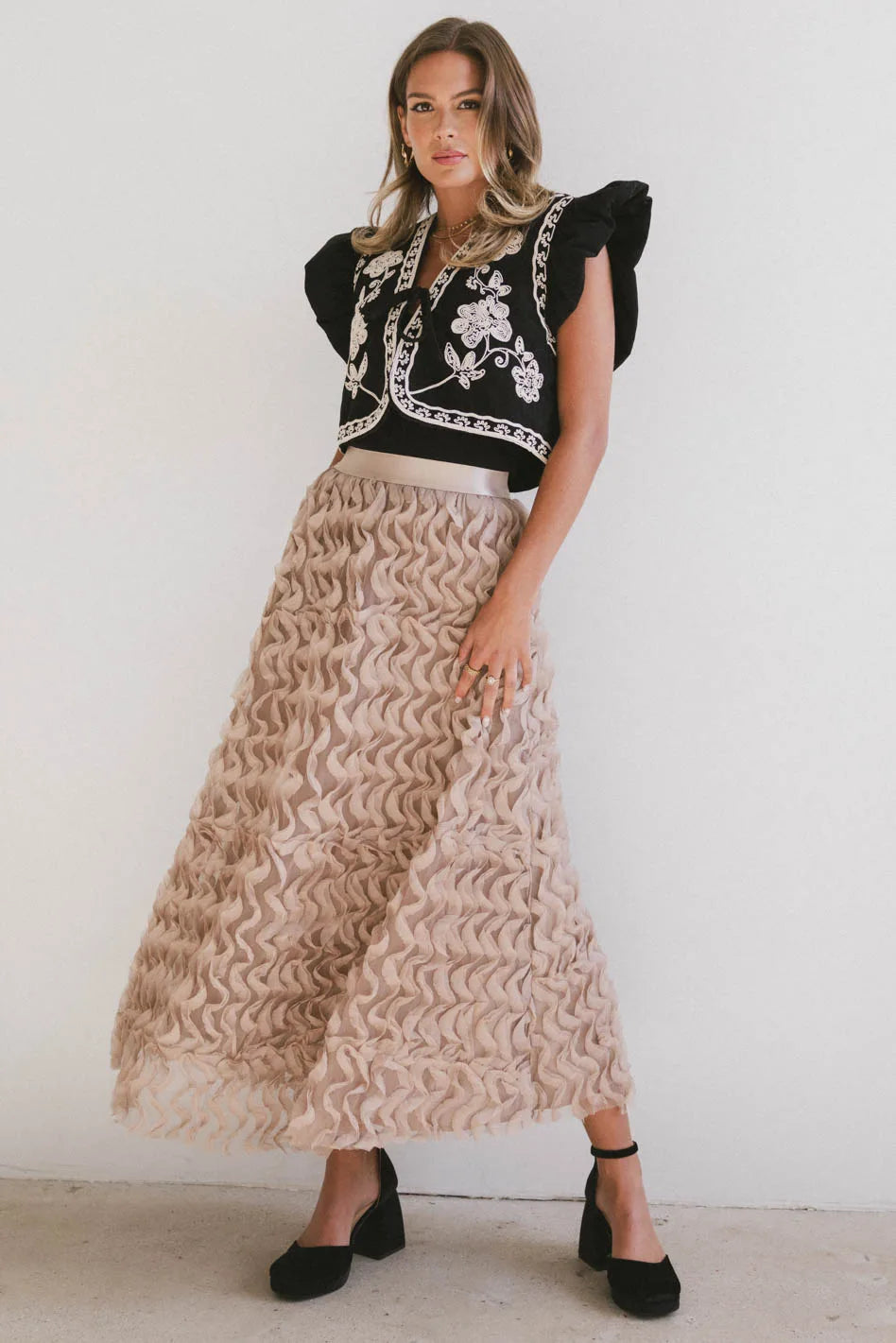 Yani Ruffle Tulle Maxi Skirt in Mauve FINAL SALE