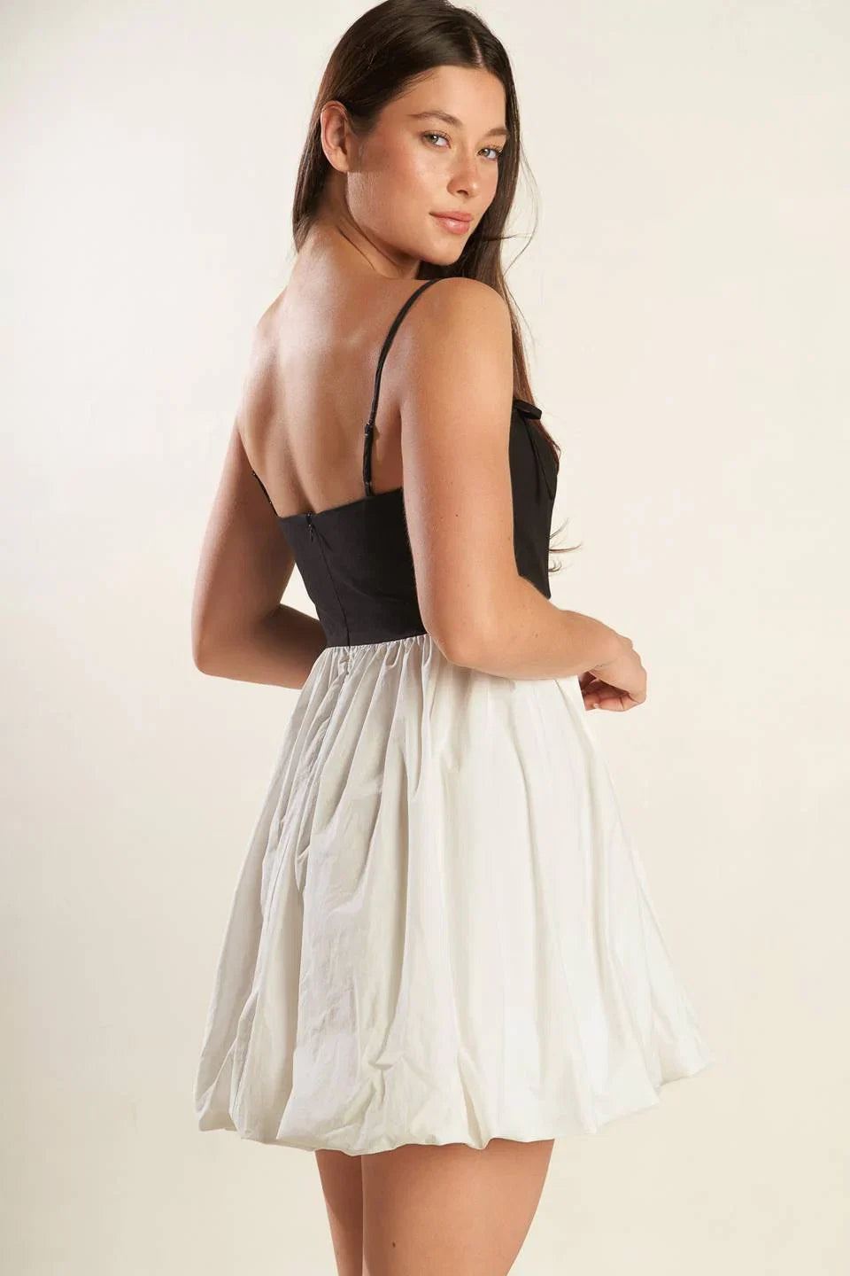SLAY ALL DAY BLACK WHITE MINI DRESS