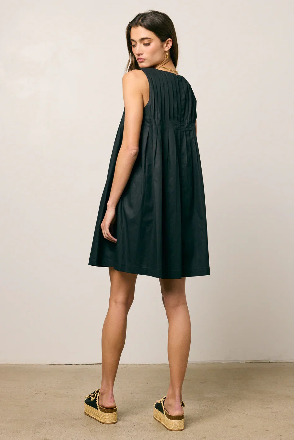 Arizona Pleated Babydoll Dress in Black FINAL SALE
