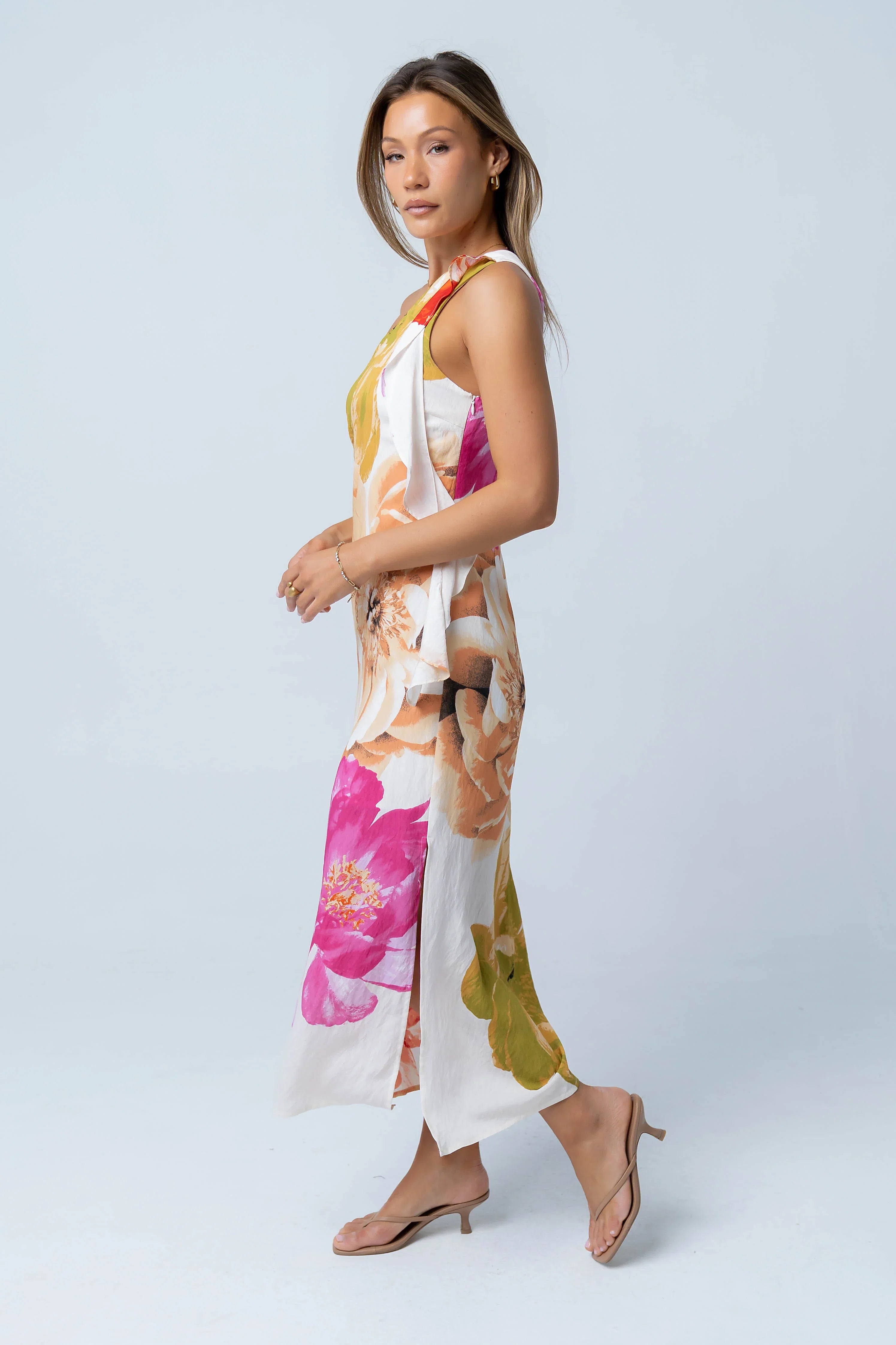 Erica Asymmetrical Floral Maxi Dress