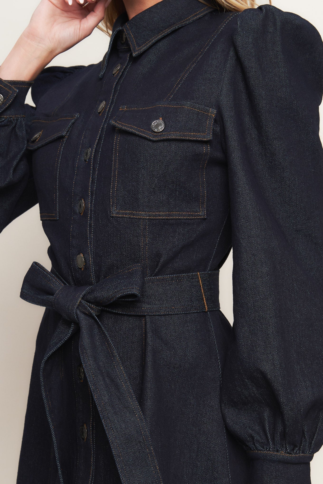 AUTUMN DAYS DARK INDIGO DENIM MINI DRESS FINAL SALE