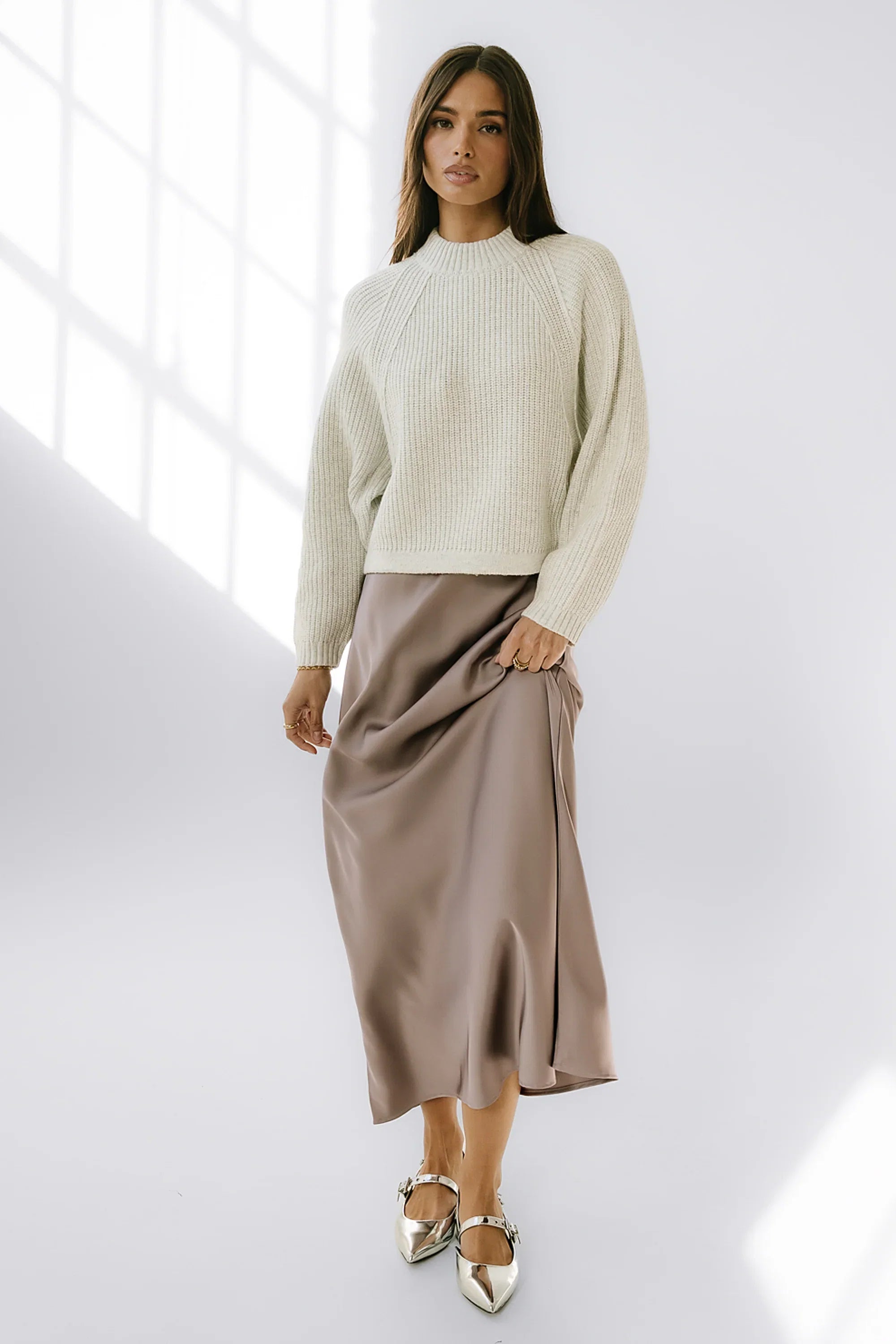 Tory Satin Maxi Skirt in Mauve FINAL SALE