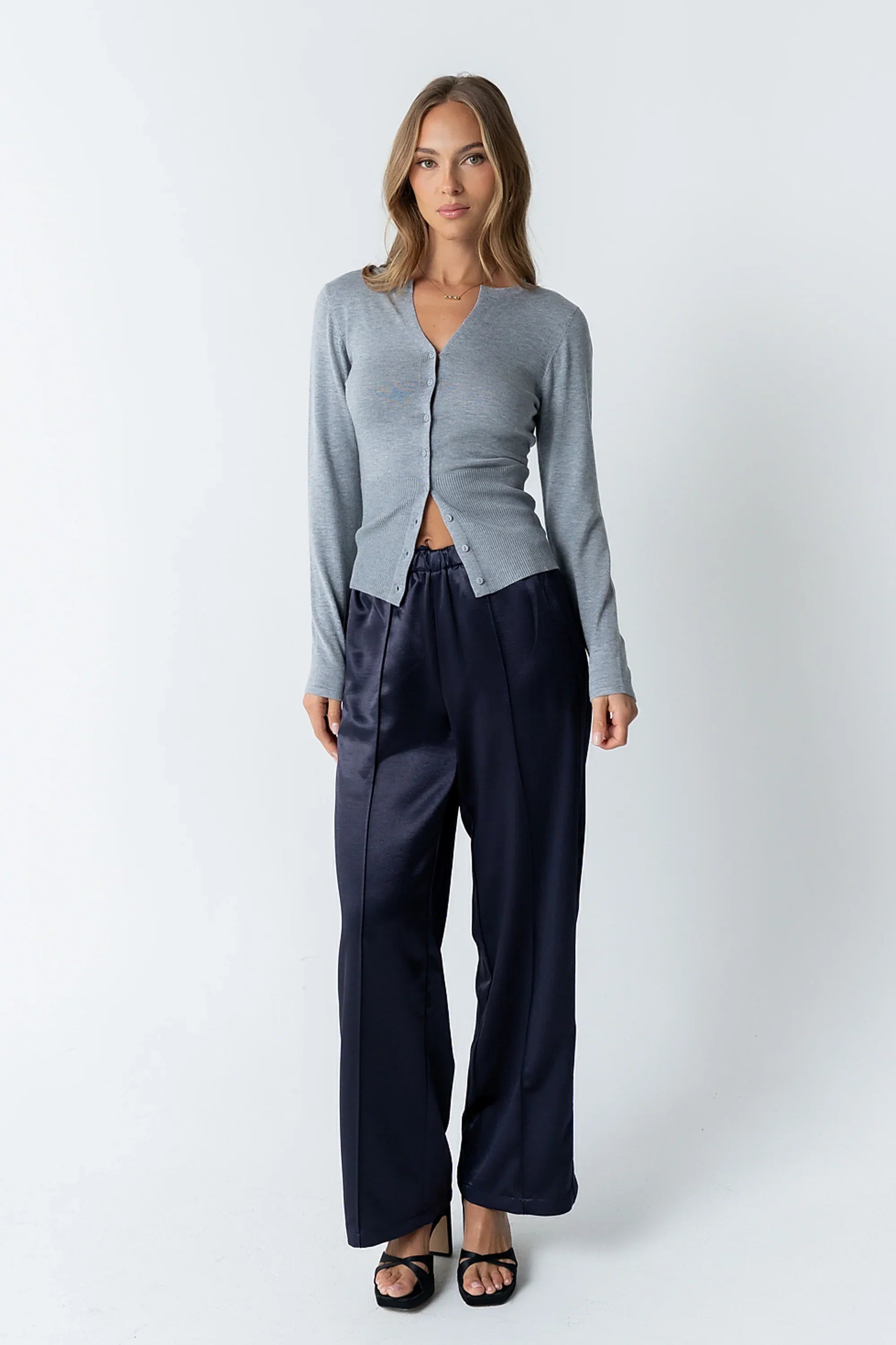 Flora Knit Top in Heather Grey