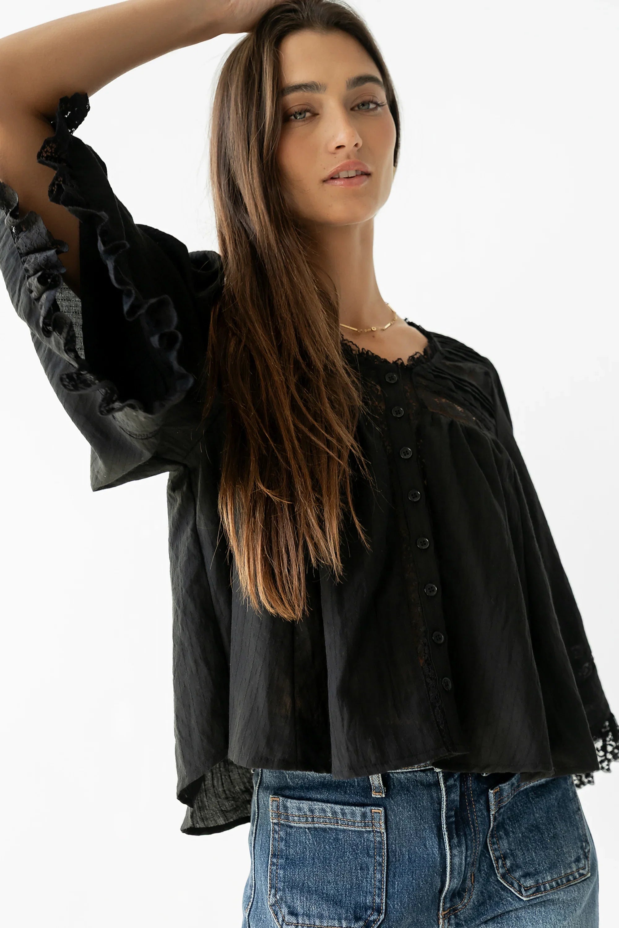 Kylee Lace Blouse in Black