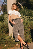 Lenny Leopard Denim Midi Skirt FINAL SALE