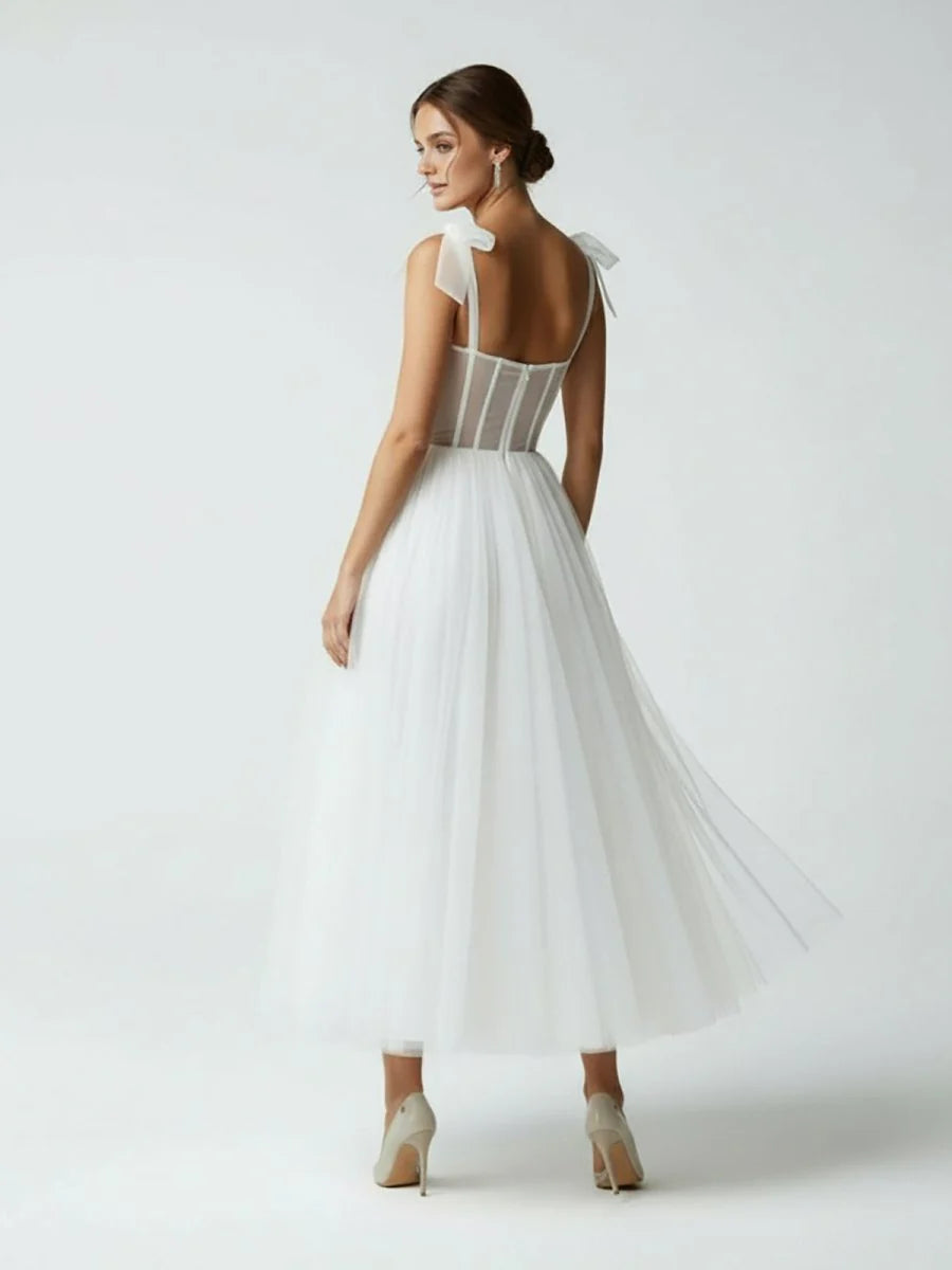 Sex Short White Wedding Dresses With Tulle Tea Length