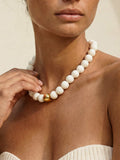 Power Bead Statement Necklace in Bone