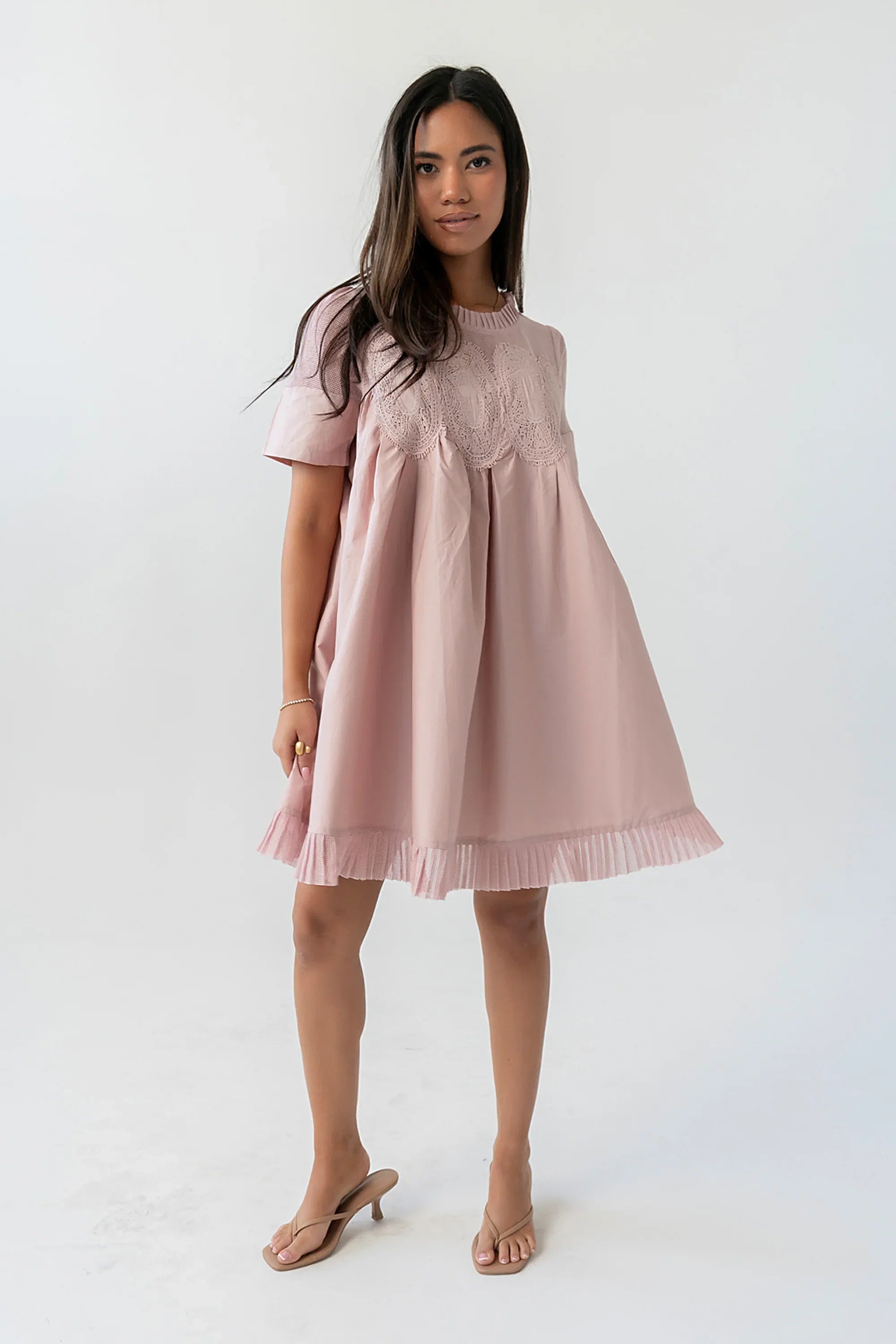 Russel Mesh Mini Dress in Mauve