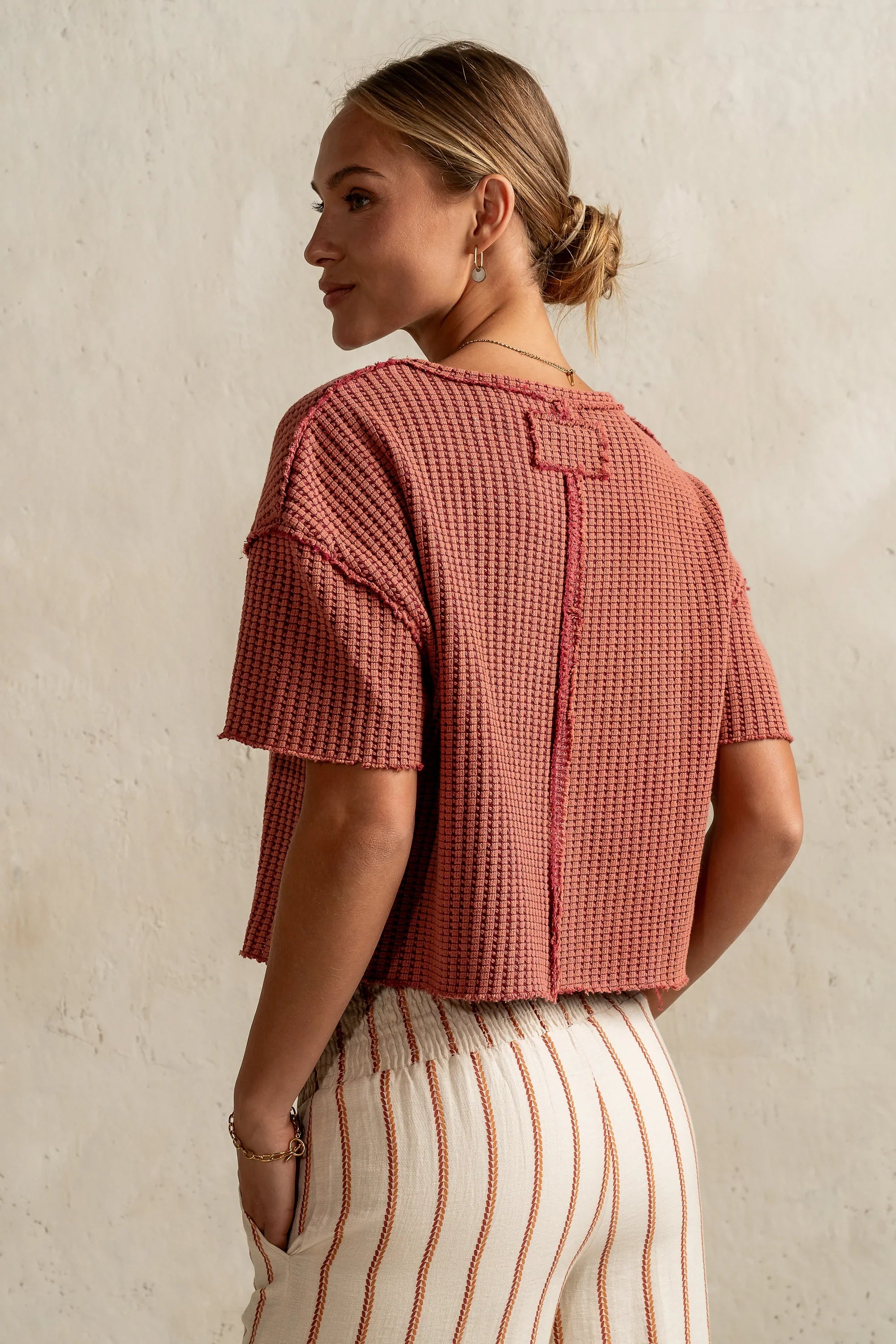 Amaya Knit Tee in Brick FINAL SALE