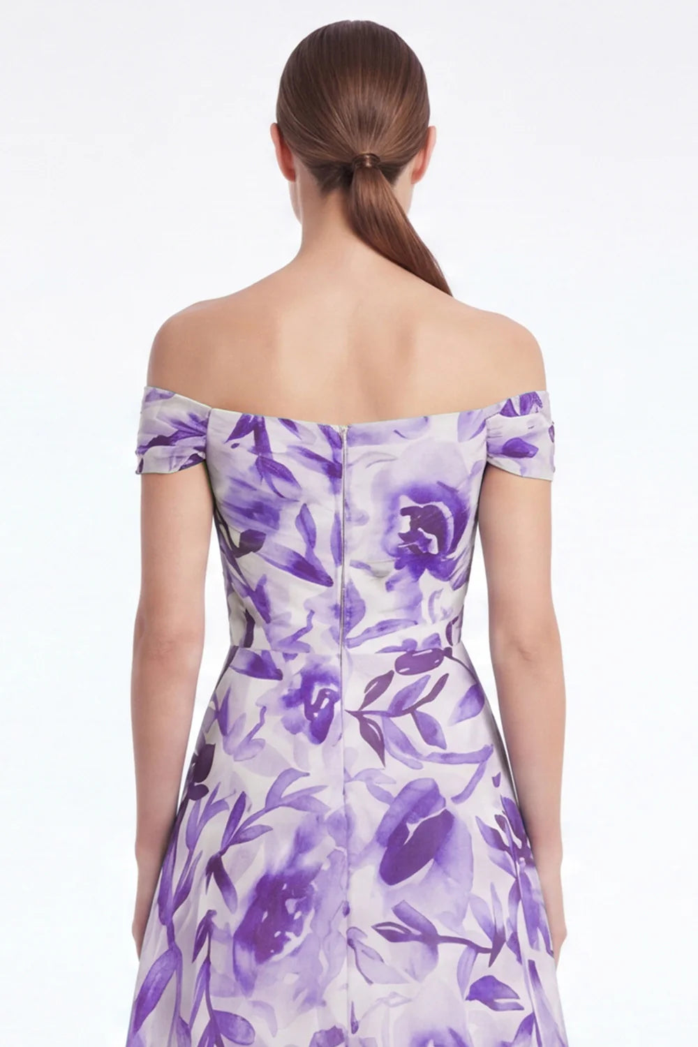 Blue Flower Off the Shoulder A Line Mother of the Bride Dress