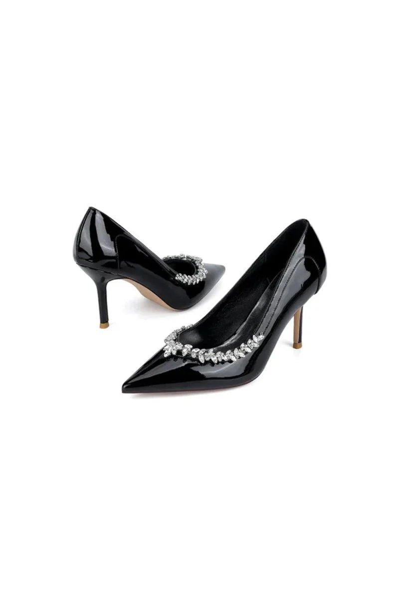 Ivory High Heels with Crystal Embellished Metal Accent