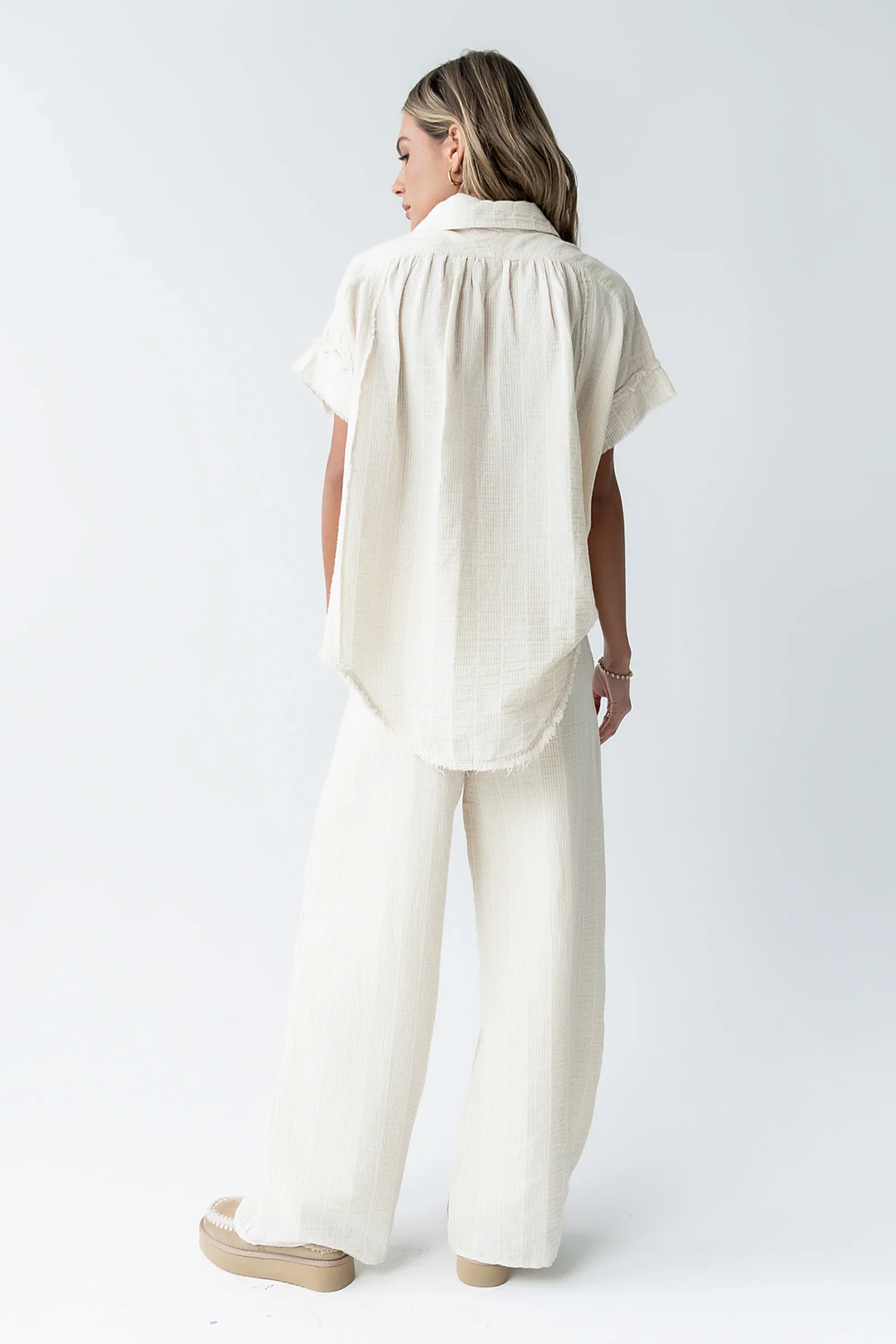 Belen Striped Wide Leg Pants in Taupe FINAL SALE