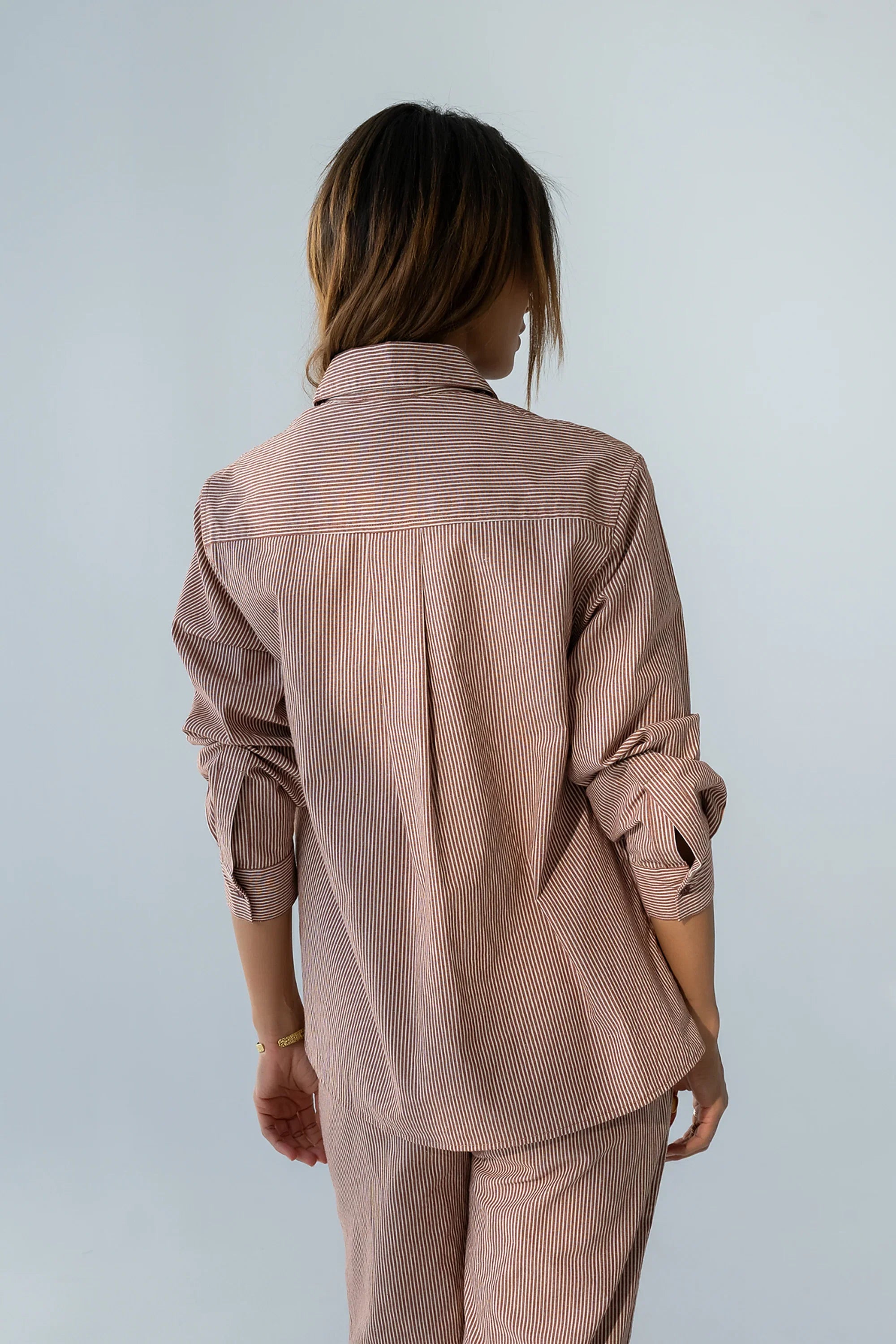 Hailey Striped Button Up in Mauve