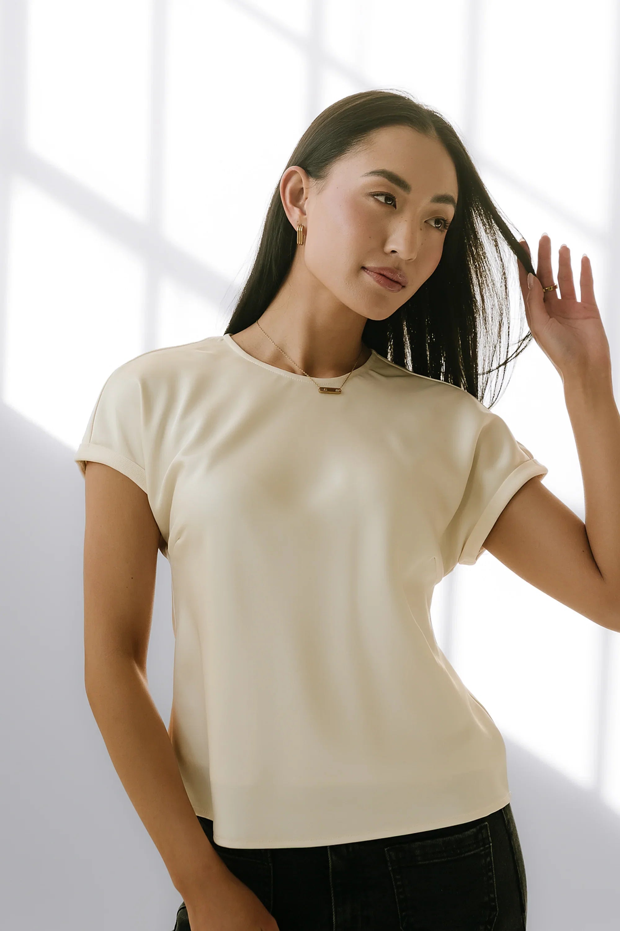 Marvin Satin Blouse in Cream