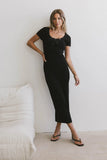 Ariah Ribbon Trim Sweater Dress in Black FINAL SALE