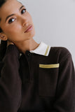 Justine Collared Sweater in Brown