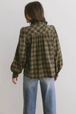 Rue Plaid Button Up in Hunter Green FINAL SALE