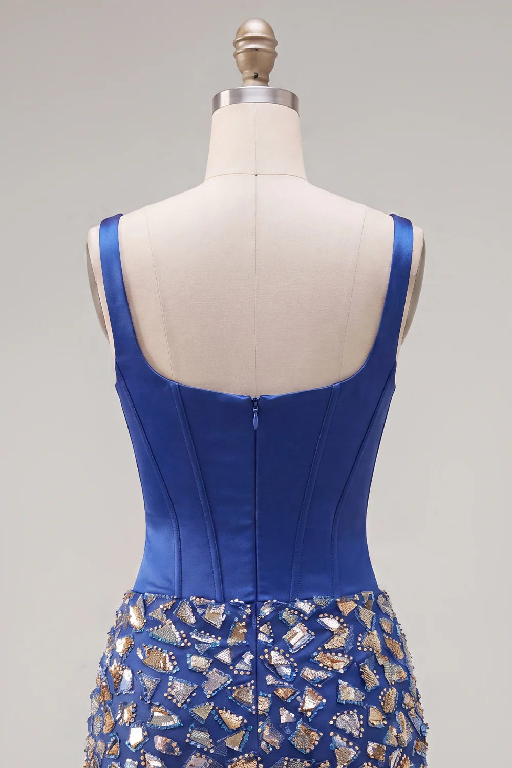 Corset Bodycon Mirrored Dark Blue Homecoming Dress