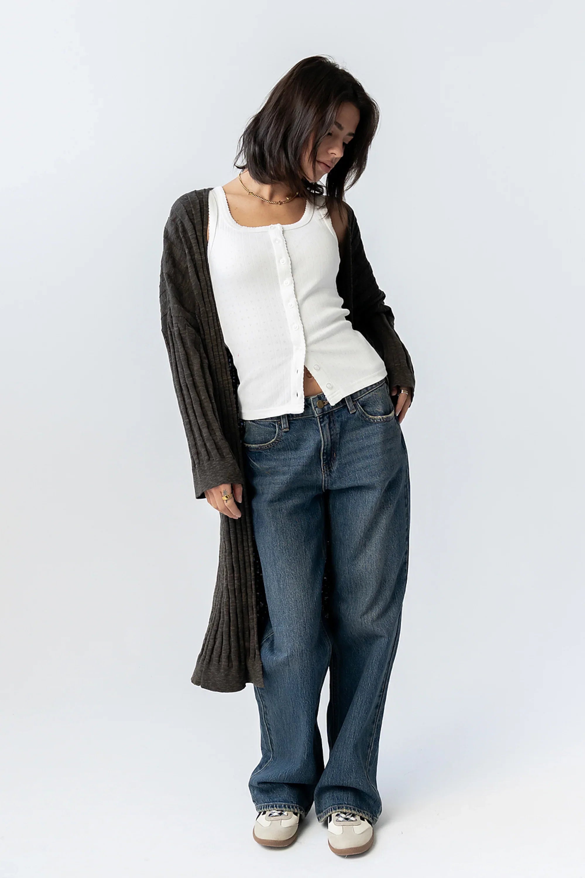 Eve Ribbed Duster in Olive