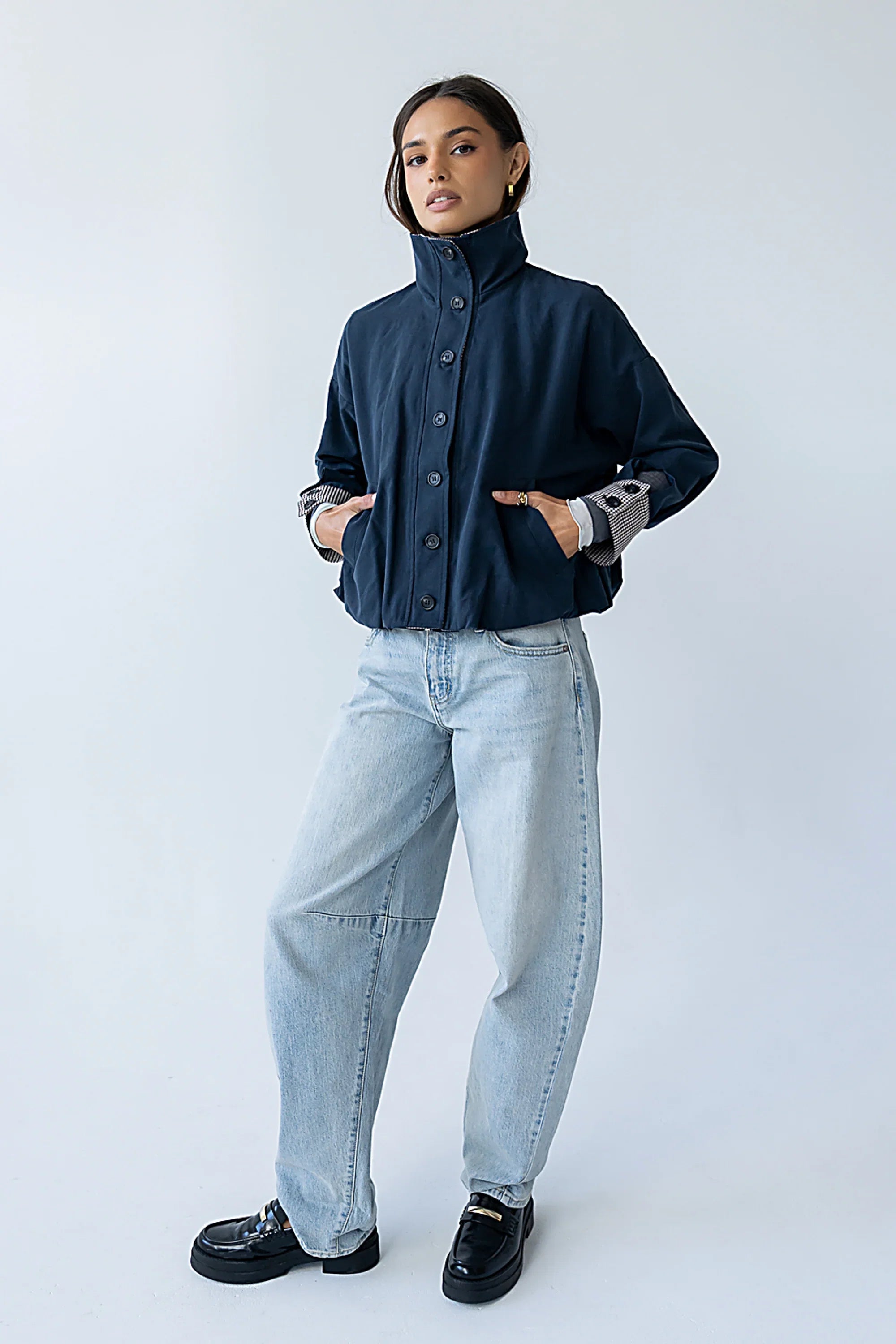 Colette Oversized Trench Jacket in Navy