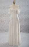 Sweetheart A line Chiffon Dress With Half sleeved Illusion Bodice