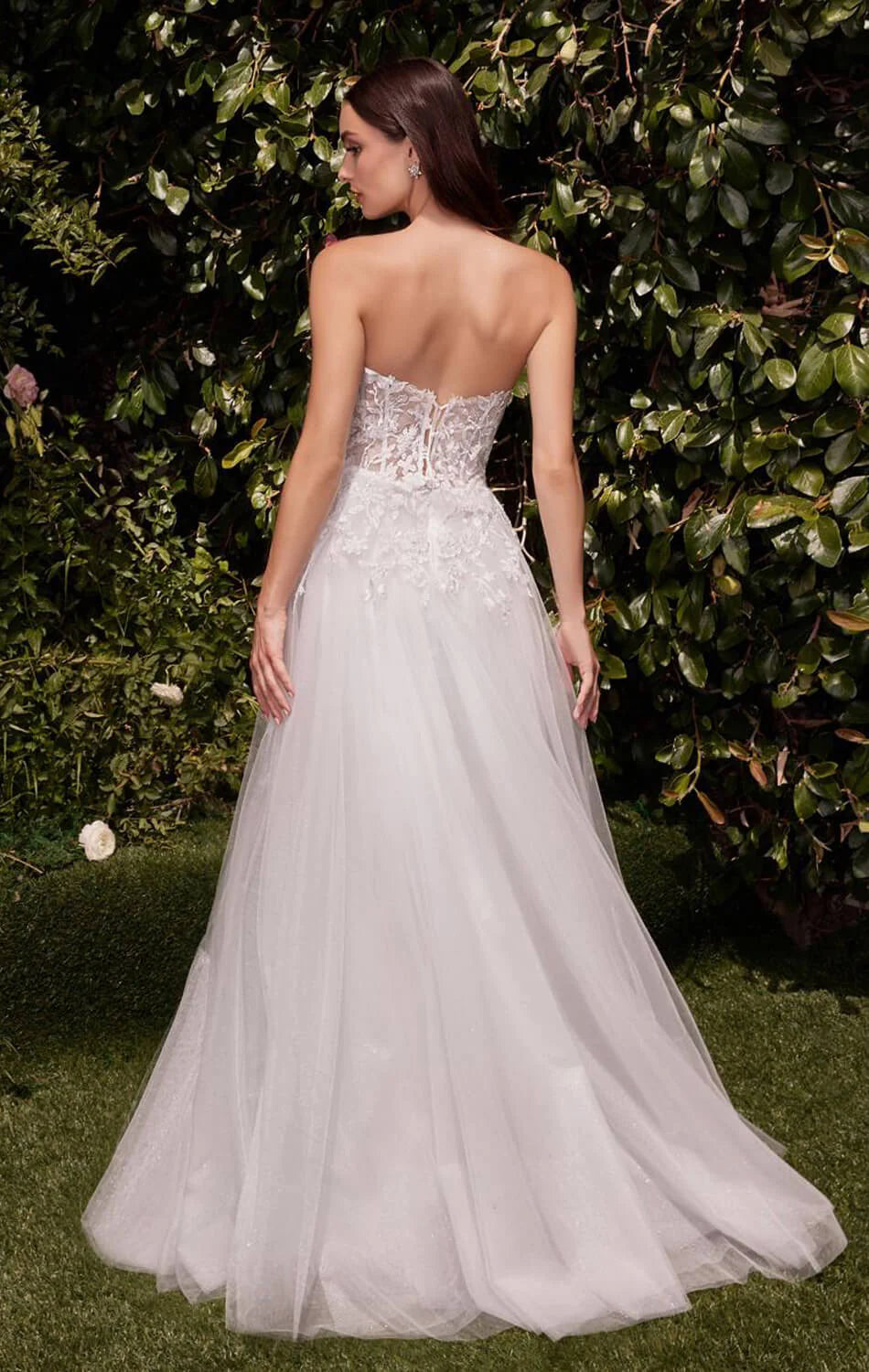 ELLEN GOWN OFF WHITE STRAPLESS A LINE LACE TULLE DRESS