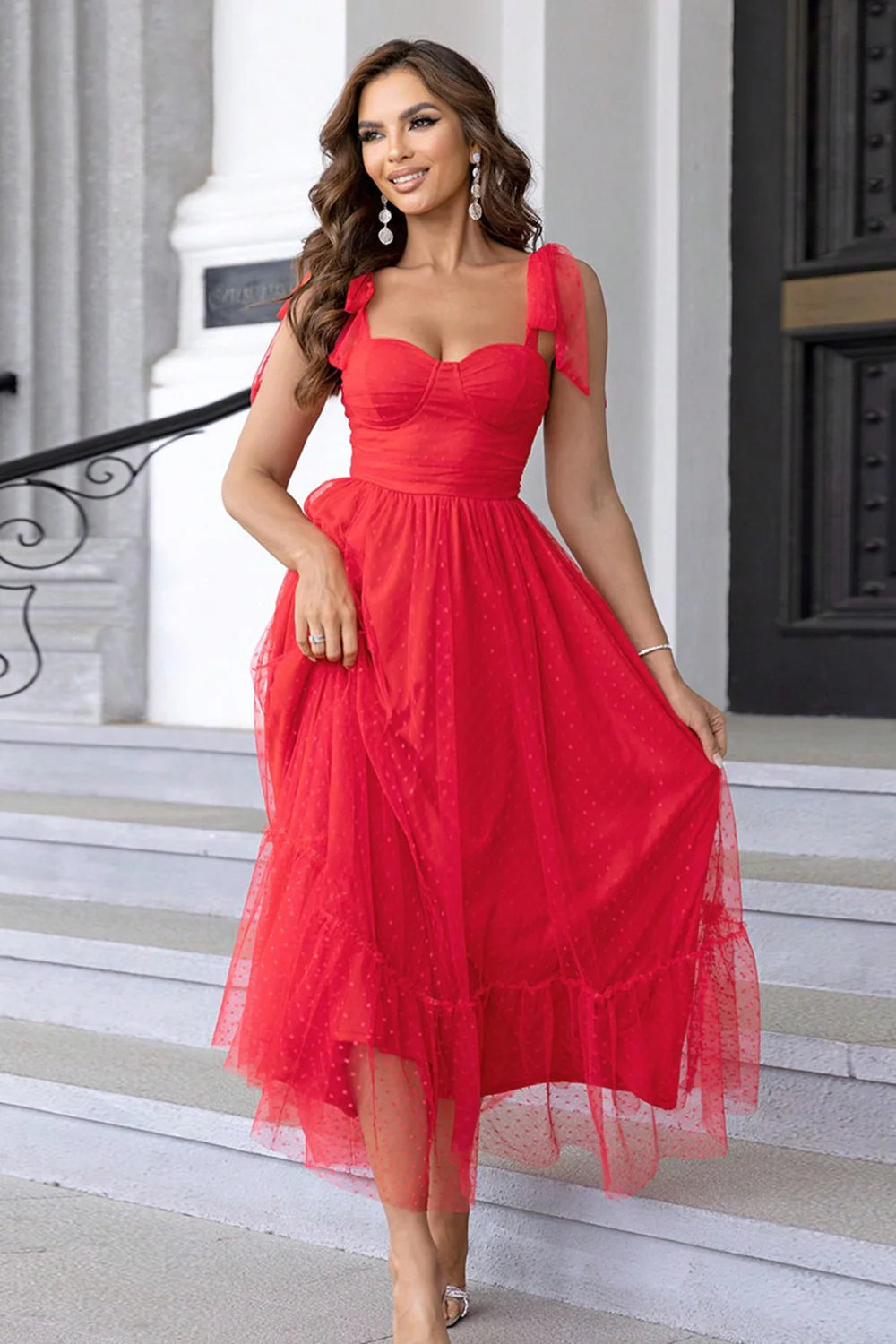 Black A Line Bow Spaghetti Straps Pleated Long Wedding Guest Dress