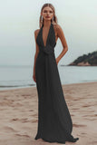White A Line V Neck Engagement Dress With 3D Flowers