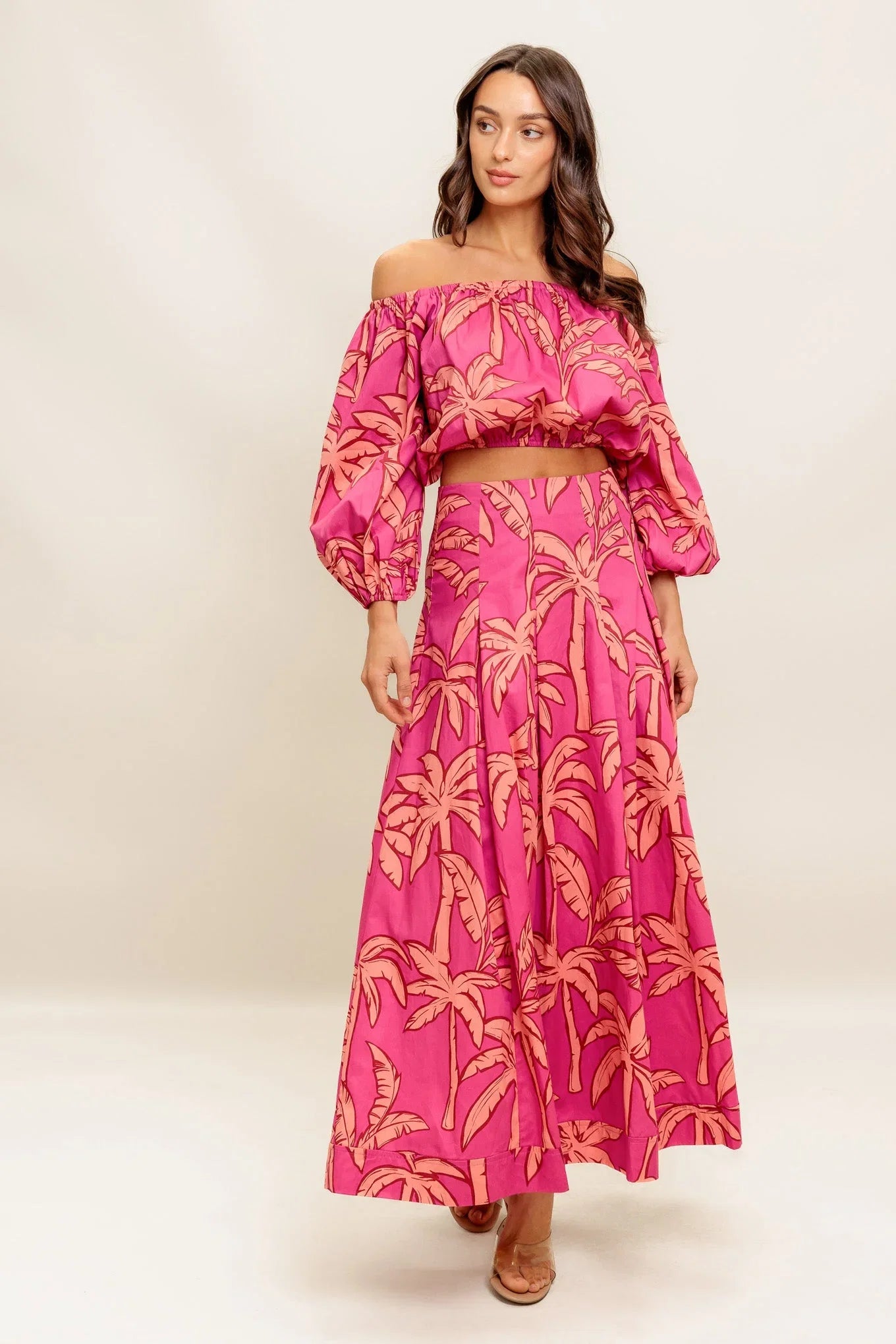 Staci Off Shoulder Top Circle Midi Skirt Set