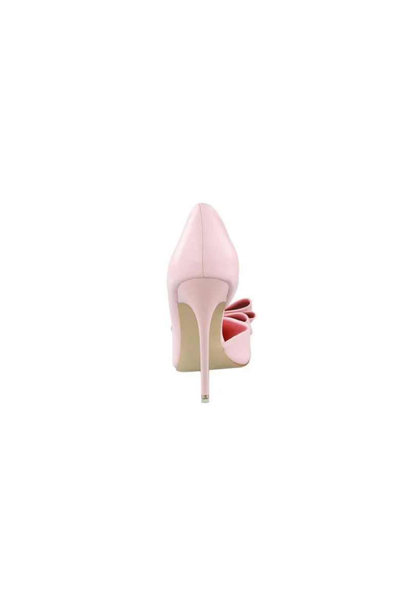 Sweet Bow Pointed Side Hollow High Heels