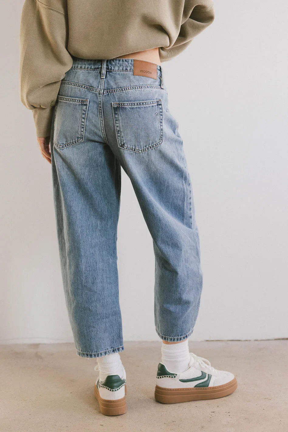 Bentlee Cropped Barrel Jeans in Medium Wash FINAL SALE