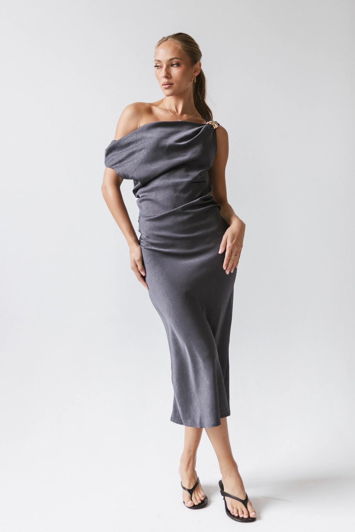 Malik Midi Dress in Navy
