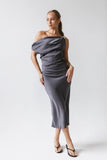 Malik Midi Dress in Navy