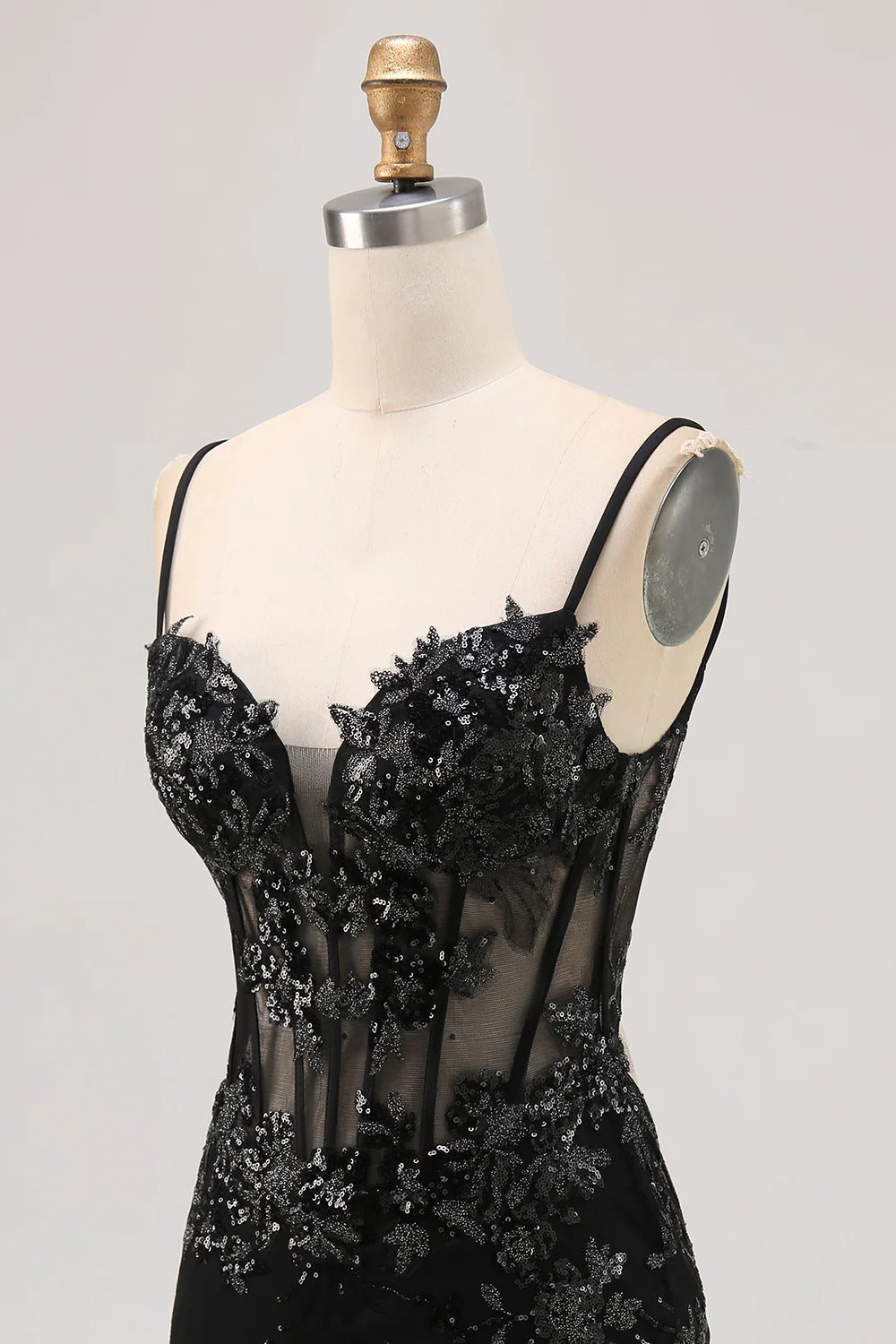 Dark Green Sequins Sheer Corset Tight Short Homecoming Dress