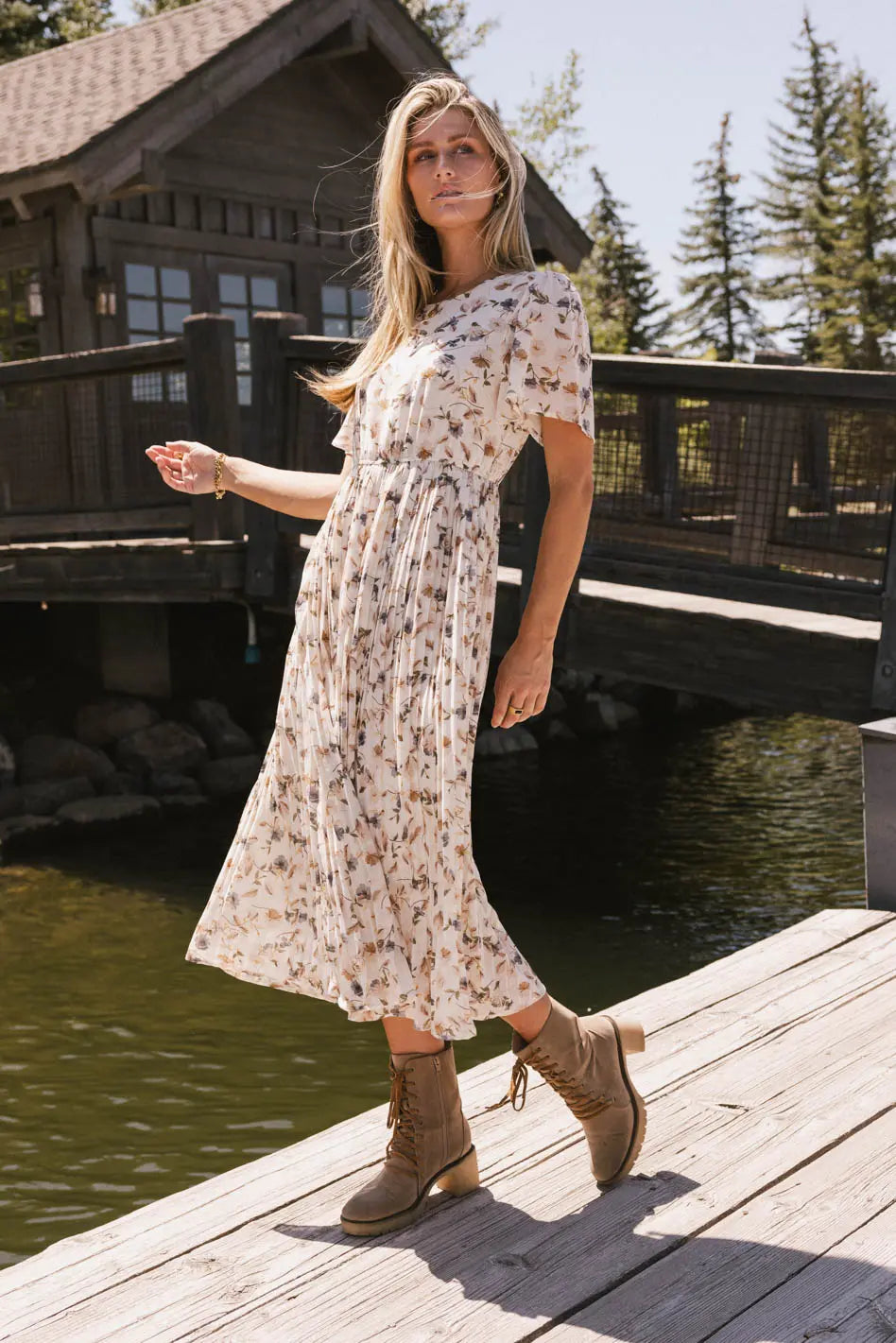 Delilah Pleated Midi Dress FINAL SALE