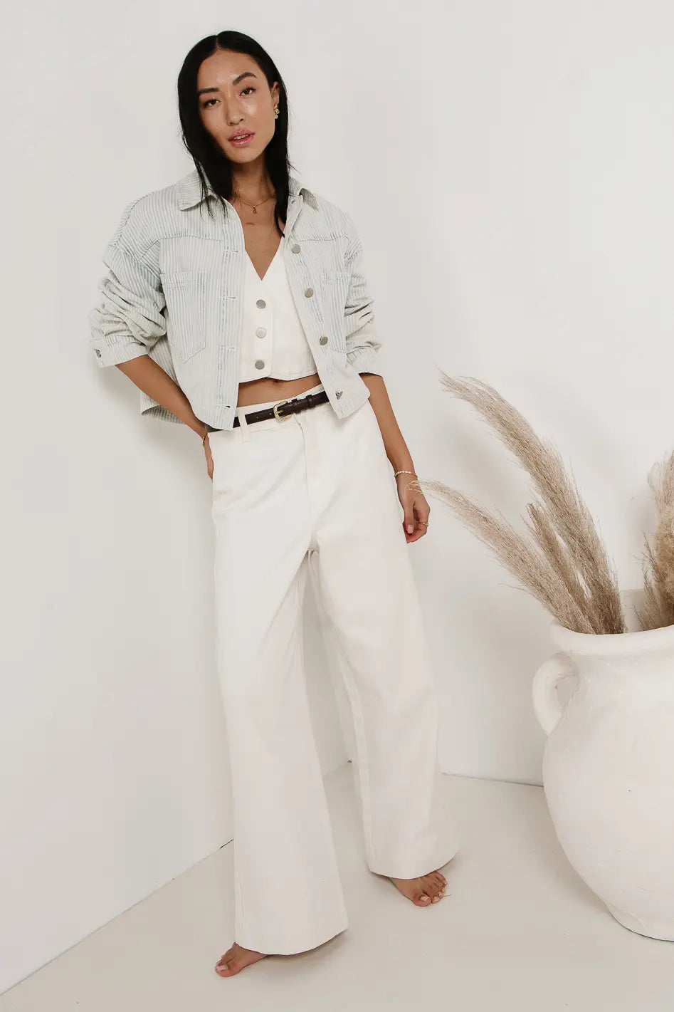 Georgia Wide Leg Jeans in Cream FINAL SALE