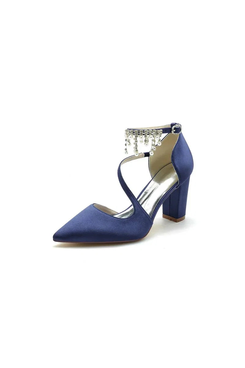Pearl Tassel Block Heel Sandals