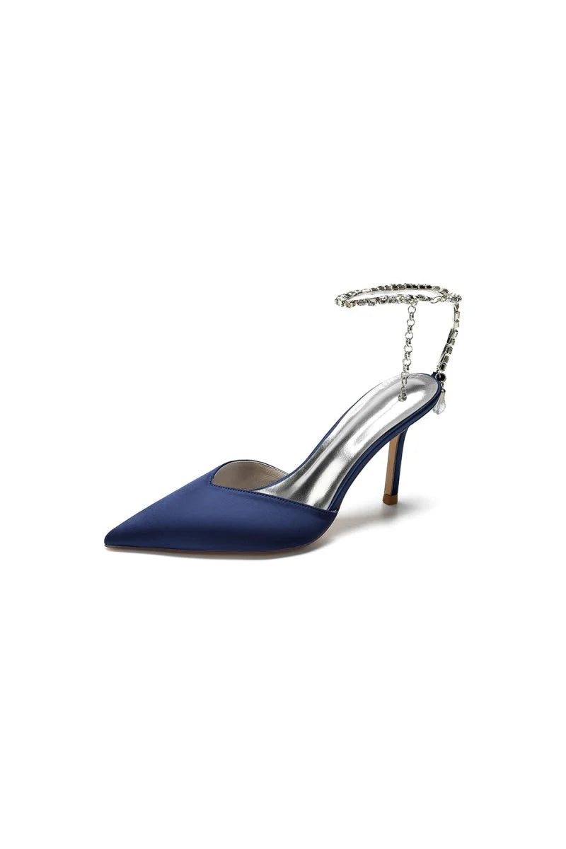 Cocktail Pointed Toe Crystal Strap High Heels