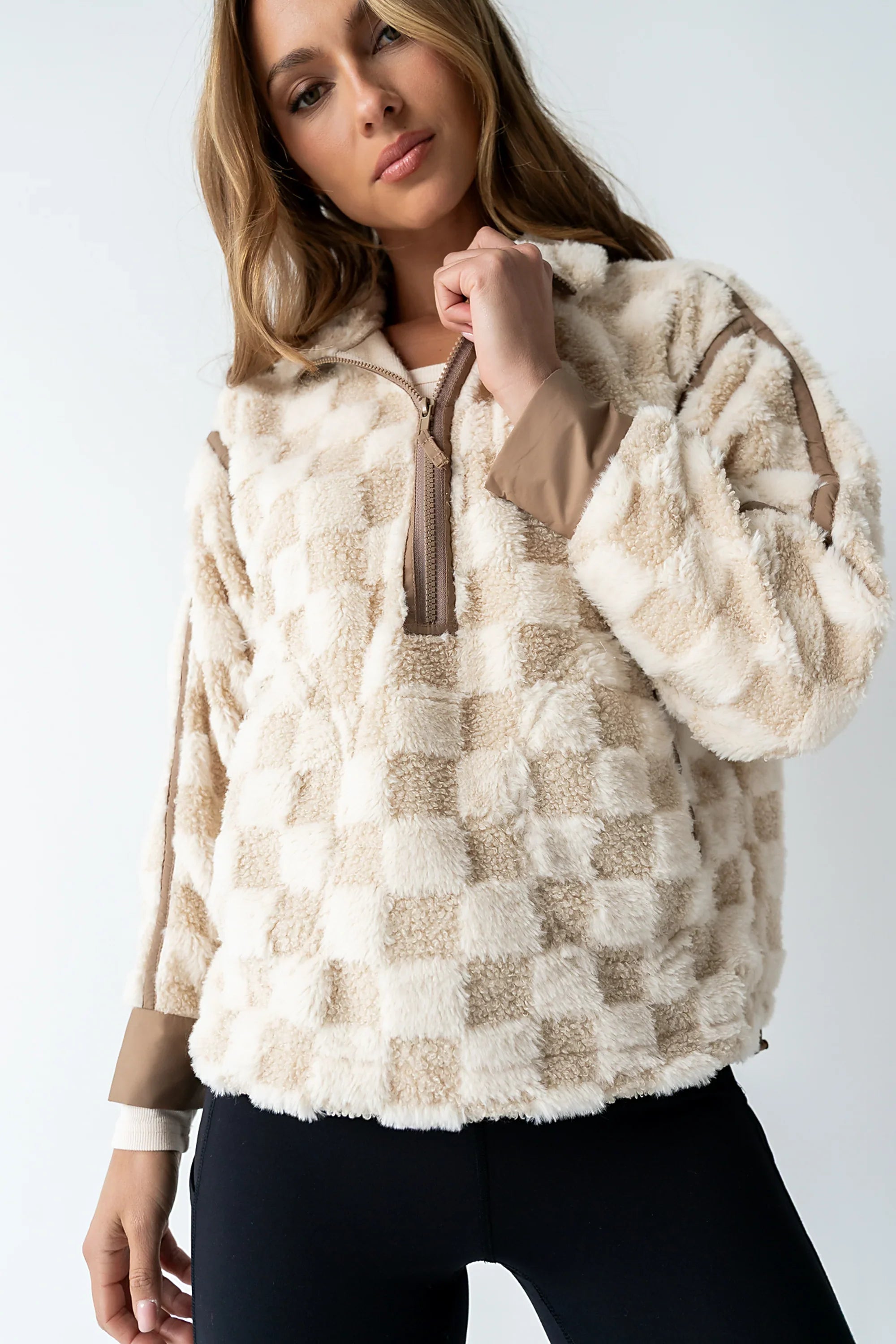 Sheri Checkered Half Zip FINAL SALE
