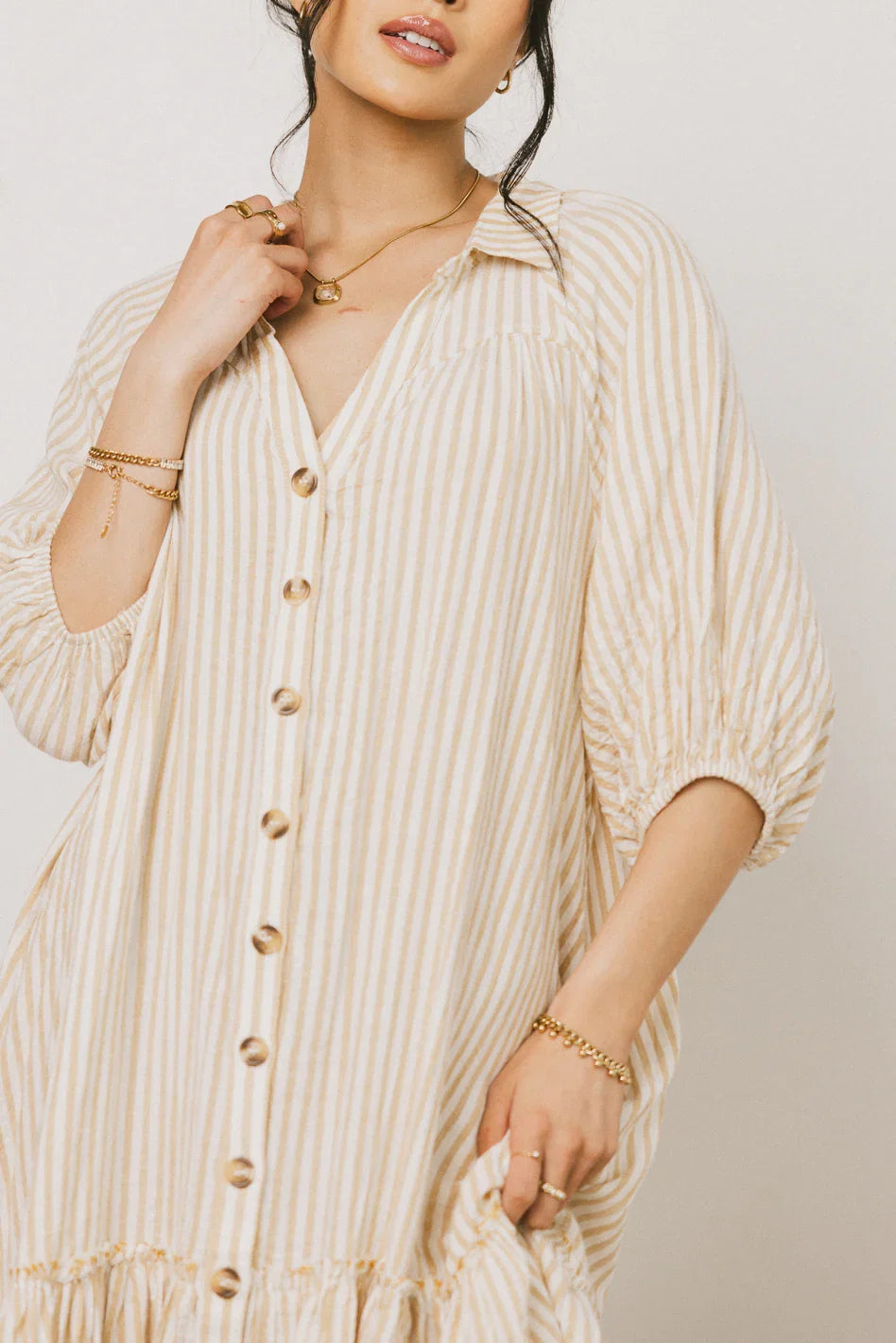Theo Striped Midi Dress in Mustard FINAL SALE