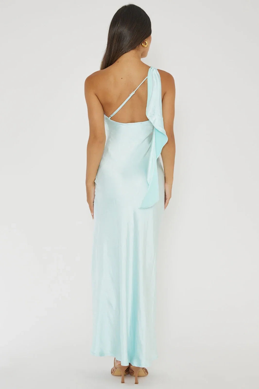 Blaine Maxi Dress Ice Blue Satin Slip Dress